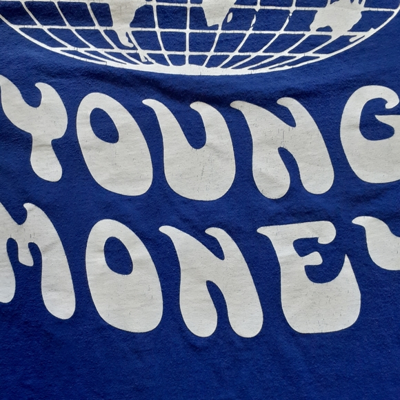 AE X Young Money American Eagle Short Sleeve Shirt Pocket Blue Men's Large Rap T - Picture 6 of 6